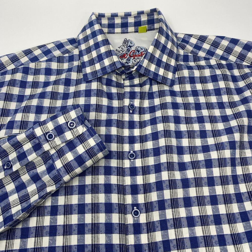 Robert Graham XL Blue Check Plaid Patterned Long Sleeve Button Up Shirt